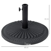 Base per Ombrellone Rotonda in HDPE da 14kg per Pali da Ф35-38-48mm, Ø49x32A cm, Nero