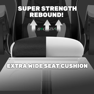 Sedia Gaming con Poggiapiedi Telescopico - RATTANTREE - Sedie da gamer con Cuscino Lombare & Poggiatesta- Schienale Regolabile 90-155° - Bianco