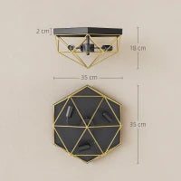 Lampada da Soffitto Stile Industriale Geometrica con 3 Attacchi E27 per Lampadine LED, Nero e Oro