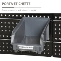 DURHAND Pannello Portautensile con 30 Contenitori Regolabili e Rimovibile, Montaggio a Muro, PP, Rosso Grigio Nero, 37.5x18x63cm