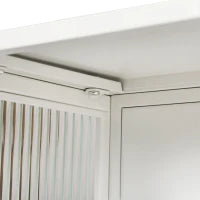 Credenza Moderna Ripostiglio a Due Ante con Vetrata e Ripiani a Tre Livelli per Ingresso, Soggiorno, Bagno, Sala da Pranzo, Bianco