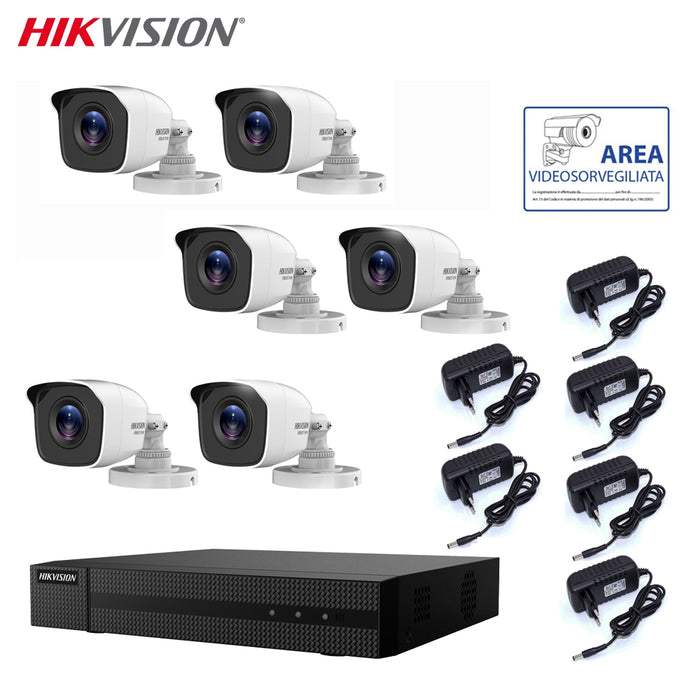 KIT VIDEOSORVEGLIANZA HIKVISION DVR 8 CANALI 6 TELECAMERE 2 MPX