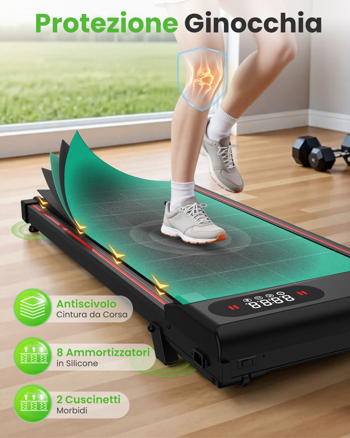 Tapis roulant elettrico inclinato RATTANTREE, tappetino da passeggio da 1 a 8 km/h con telecomando, per casa e ufficio, 2,5 CV, capacitï¿½ï¿½ 140 kg