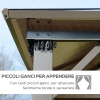 Gazebo da Giardino con Tetto in Policarbonato e Struttura in Alluminio, 3x3m, Caffè