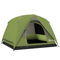 Tenda da Campeggio per 3 Persone Impermeabile con Tasca, Gancio per Lanterna e Borsa, 2x2x1.35m, Verde