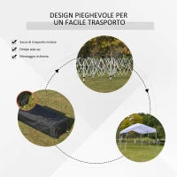 Gazebo Pieghevole 6x3m, Richiudibile e Pop up da Giardino in Acciaio e Tessuto Bianco, per Eventi o Campeggio con Borsa da Viaggio