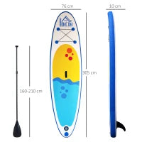 Tavola SUP Gonfiabile Stand Up Paddle con Pagaia Regolabile, Tavola da Surf con Accessori Inclusi, Blu 305x76x10cm