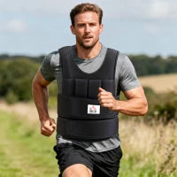 Giubbotto Zavorrato 20kg Unisex 38 Pesi Singoli, Imbottitura, Chiusure con Velcro, Nero