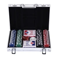 Valigetta Poker Professionale in Alluminio, Set Poker con 200 Fiches e 2 Mazzi per Texas hold'em e Blackjack