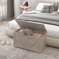 Baule da 100 L Puff da Stoccaggio con Coperchio Cerniera di Sicurezza 80x40x45 cm Grigio