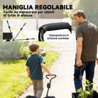 Carrello da Giardino in Acciaio da 114L con Sacca Portaoggetti e Pareti Rimovibili, 105x51x54 cm, Nero
