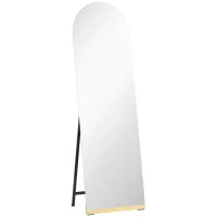 Specchio da Terra a Figura Intera senza Cornice, con Base in Legno, 160x50 cm, Trasparente