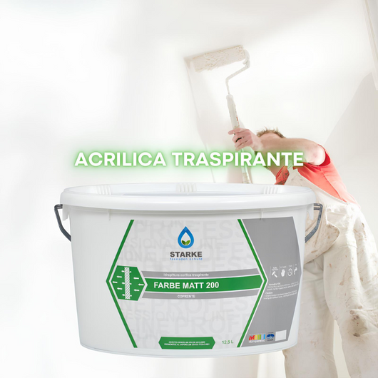 Farbe matt 200 pittura acrilica coprente traspirante bassa lavabilità interni *** formato 12.5 lt, confezione 1