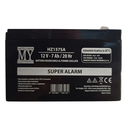 Batteria piombo ricaricabile nera 12v 7ah/20 allarme ups hz157sa