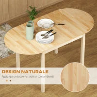Tavolo Allungabile a Ribalta per 4-6 Persone in Legno di Pino, 140x70x75 cm, color Legno