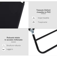 Sdraio da Giardino Pieghevole con Schienale Regolabile, Acciaio e Tessuto Oxford, 188x56x28cm, Nero