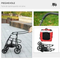 Passeggino per Cani Taglia Piccola e Mini con 2 Guinzagli e Custodia Portaoggetti, 81x58x97.5 cm
