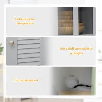 Credenza Alta per Cucina in Legno in Stile Classico, Grigio, 68x39.5x170cm