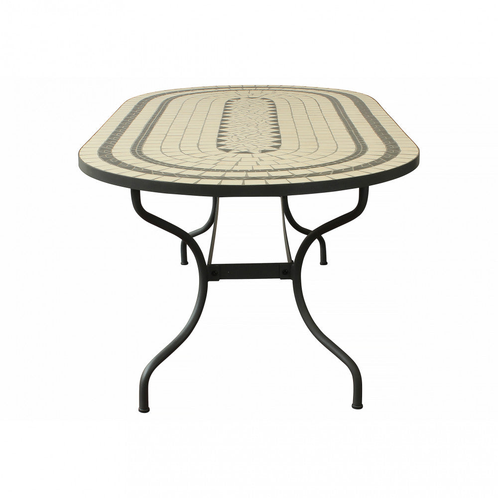 Tavolo Ceramica E Ferro Verniciato Ovale Dedalo 200X100 Cm