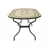 Tavolo Ceramica E Ferro Verniciato Ovale Dedalo 200X100 Cm