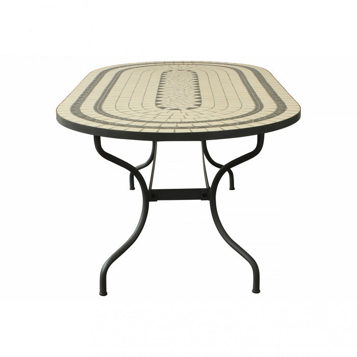 Tavolo Ceramica E Ferro Verniciato Ovale Dedalo 200X100 Cm