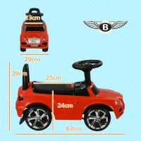 Macchina Cavalcabile a Spinta per Bambini 18-36 Mesi con Licenza Bentley Bentayga, Clacson e Musica, Rosso
