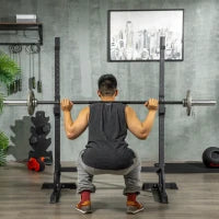 Porta Bilanciere Regolabile con Supporti per Dip Station e Push Up, 111-151x69x120-150 cm, Nero