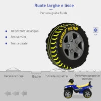 Quad Giocattolo per Bambini 18-36 Mesi con Licenza GOODYEAR con Luci e Suoni Realistici, Blu e Giallo, 60x31x42cm