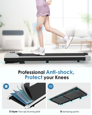 Tapis Roulant per casa e ufficio - RATTANTREE - Display a LED - 8km/h - Capacity 120 kg - Argenteo