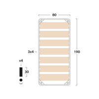 Rete ortopedica 80X190 7 doghe in betulla con 4 piedi |100% MADE IN ITALY| struttura in acciaio con angoli anti infortunistici e anti cigolio, altezza 34 cm