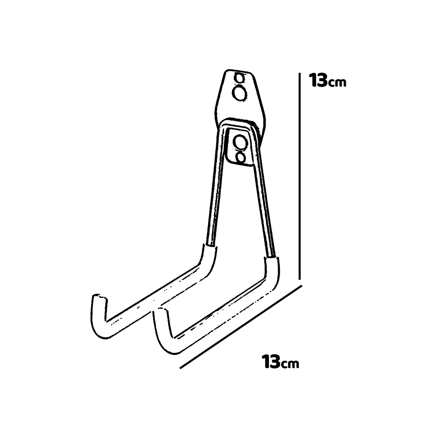 Set Square Medium - 7 ganci da garage per carichi pesanti, ganci da parete forma squadrata 13x13 cm, doppio braccio antiscivolo