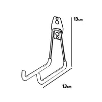 Set Square Medium - 7 ganci da garage per carichi pesanti, ganci da parete forma squadrata 13x13 cm, doppio braccio antiscivolo