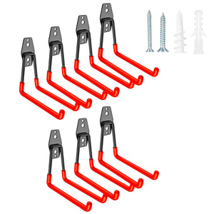 Set Square Medium - 7 ganci da garage per carichi pesanti, ganci da parete forma squadrata 13x13 cm, doppio braccio antiscivolo