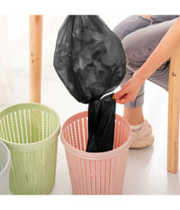 7 X Rotoli Sacchetti Buste Spazzatura 40lt 55x65cm Chiusura Laccetto Nero 105pz         