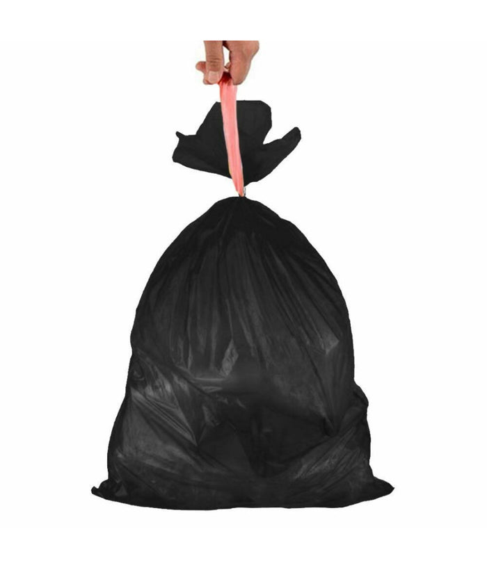 7 X Rotoli Sacchetti Buste Spazzatura 40lt 55x65cm Chiusura Laccetto Nero 105pz         