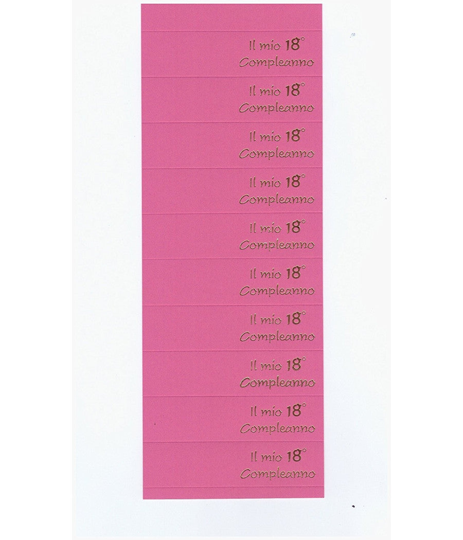 70 Bigliettini Bomboniere 18°compleanno Diciottanni Auguri Stampabili Pretagliati Fucsia         