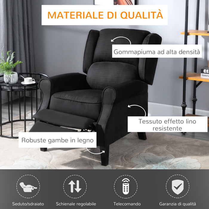 Easycomfort Poltrona Relax Massaggiante Reclinabile con Telecomando, 78x83x101cm, Nero