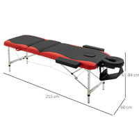 Easycomfort Lettino Massaggi Portatile, Pieghevole e Professionale in Alluminio per Estetista, Terapista, SPA, Rosso e Nero, 215x60x61-84cm