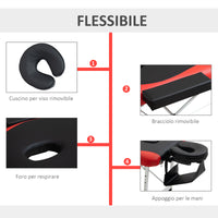 Easycomfort Lettino Massaggi Portatile, Pieghevole e Professionale in Alluminio per Estetista, Terapista, SPA, Rosso e Nero, 215x60x61-84cm