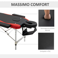 Easycomfort Lettino Massaggi Portatile, Pieghevole e Professionale in Alluminio per Estetista, Terapista, SPA, Rosso e Nero, 215x60x61-84cm