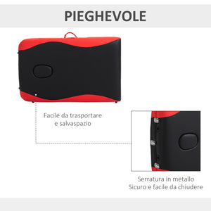 Easycomfort Lettino Massaggi Portatile, Pieghevole e Professionale in Alluminio per Estetista, Terapista, SPA, Rosso e Nero, 215x60x61-84cm