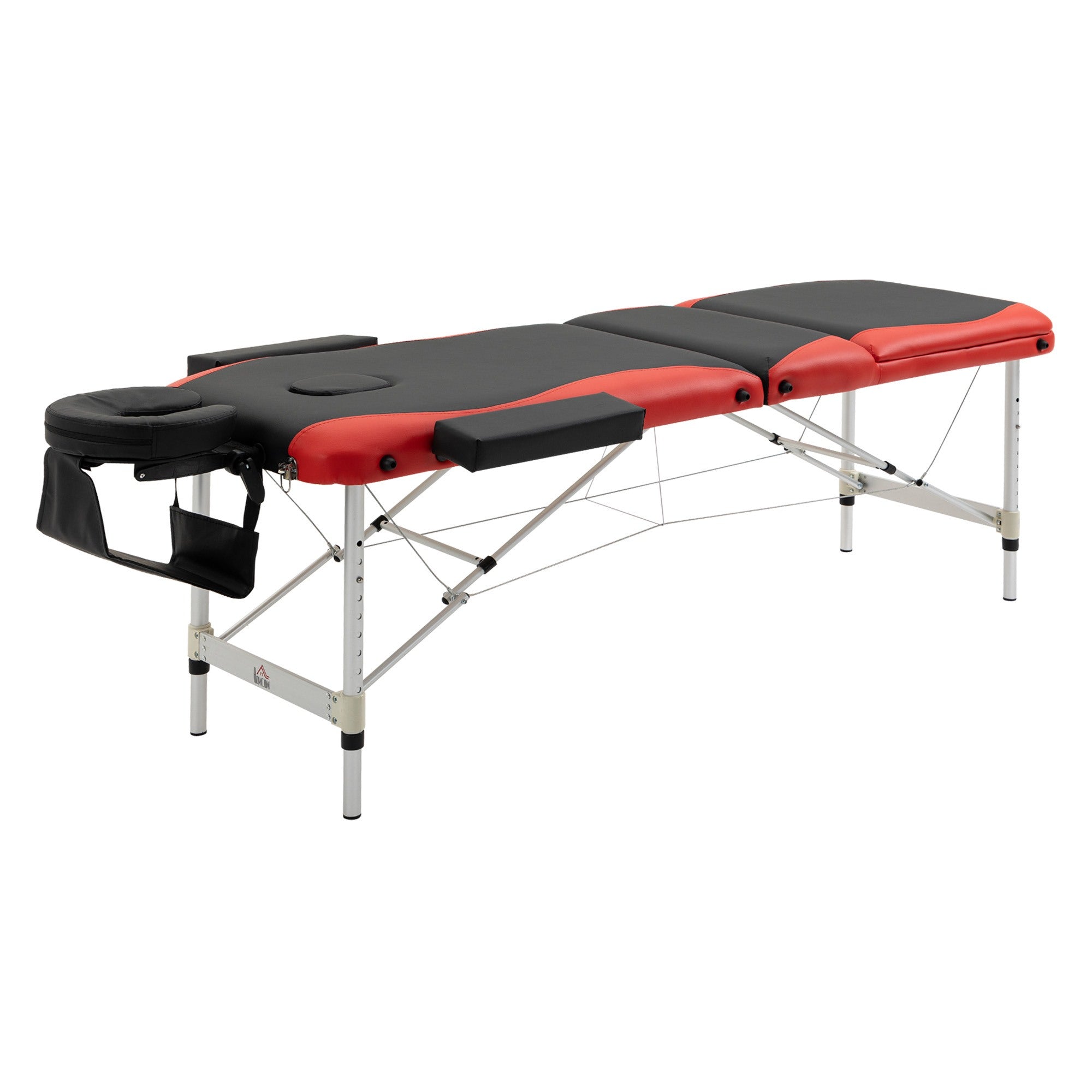 Easycomfort Lettino Massaggi Portatile, Pieghevole e Professionale in Alluminio per Estetista, Terapista, SPA, Rosso e Nero, 215x60x61-84cm