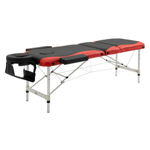 Easycomfort Lettino Massaggi Portatile, Pieghevole e Professionale in Alluminio per Estetista, Terapista, SPA, Rosso e Nero, 215x60x61-84cm