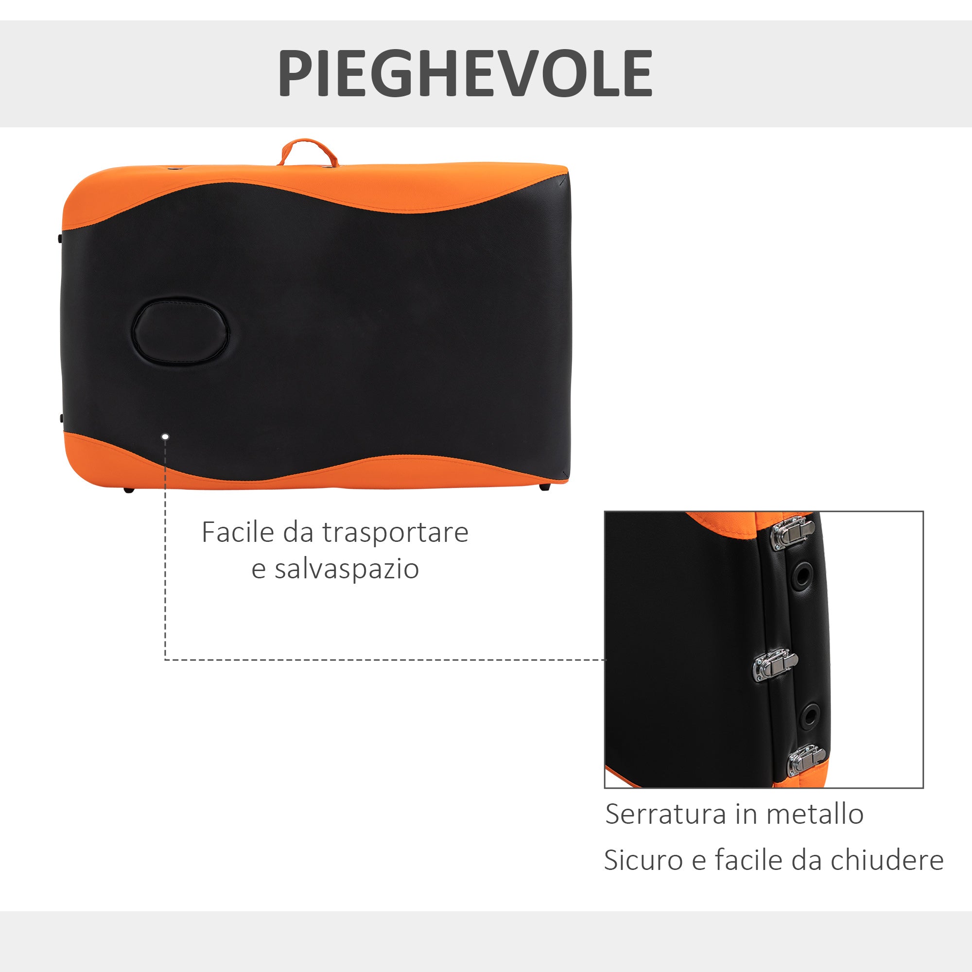 Easycomfort Lettino Massaggio Pieghevole in Alluminio, con Poggiatesta e Custodia per Trasporto, Max 225 Kg - 215 x 60 cm
