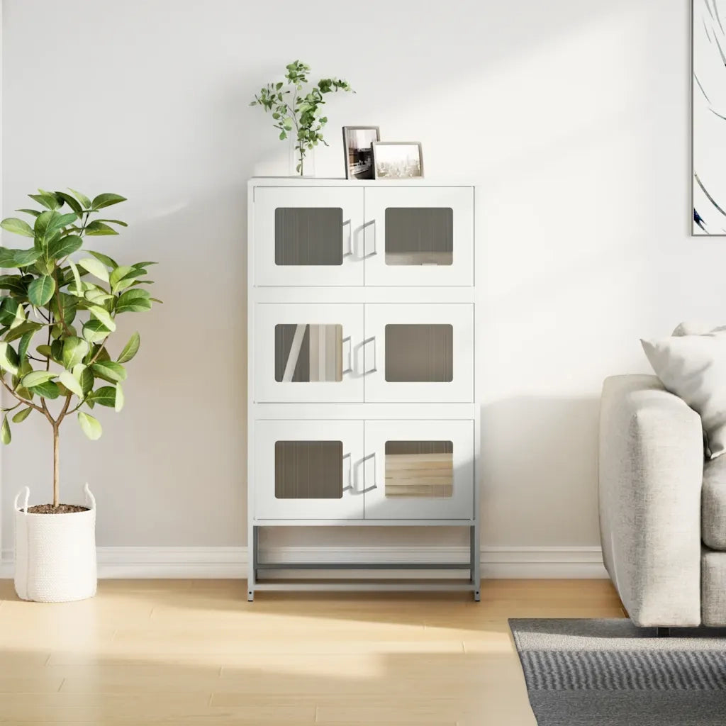 Credenza-Buffet-Armadio da cucina Bianca 68x39x123 cm in Acciaio 905861