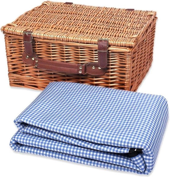 Picnic Basket Quadrato (40x30x20 cm) | Ideale per 2 Persone | Accessorio Picnic Stiloso