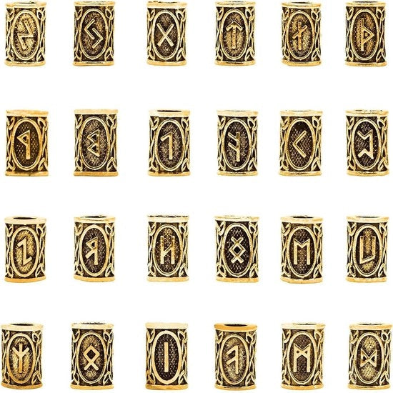24 pezzi di perle per capelli per la creazione di capelli finti, barbe e acconciature (oro)
