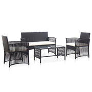 Set di mobili da giardino mobili da esterno set da 4 pezzi con cuscini resina intrecciata nera 02_0016075