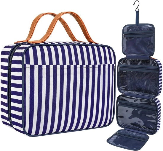 Borsa per bagno appesa - Borsa impermeabile per uomo e donna - Borsa cosmetica pieghevole con doppio chiusura a zip