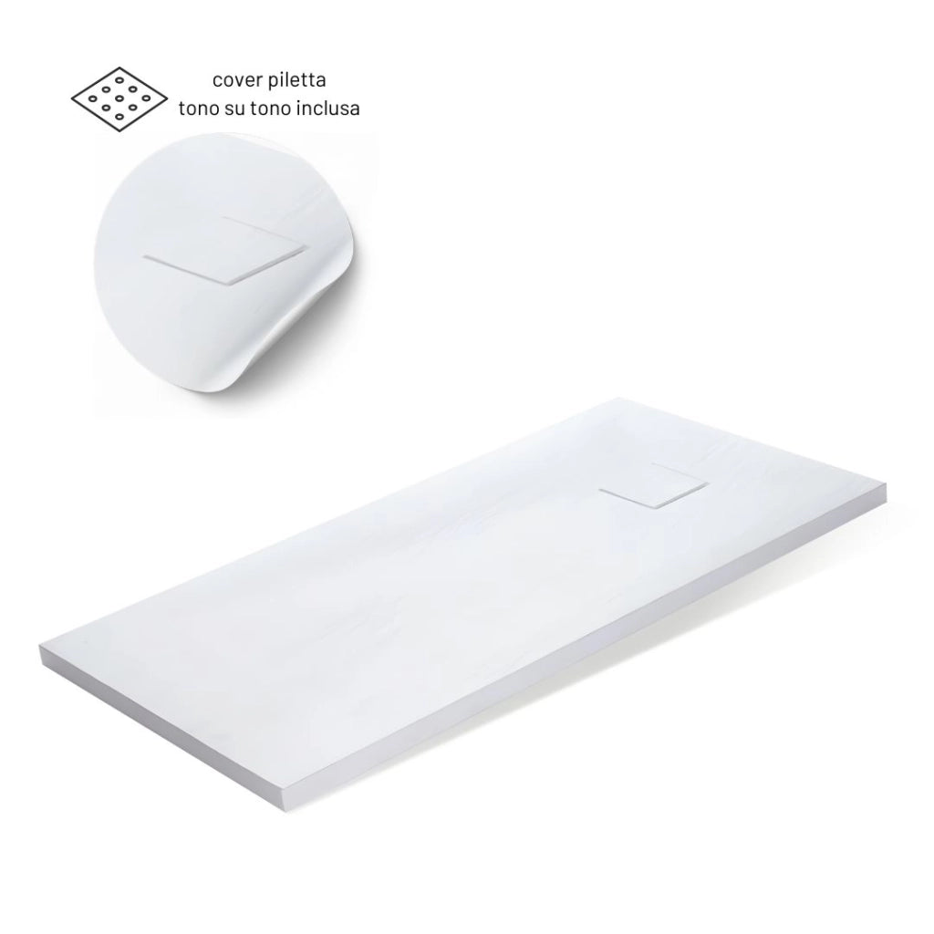 Piatto doccia bianco mineral marmo resina antiscivolo h4 cm *** misure l120 x p70 x h4 cm, confezione 1